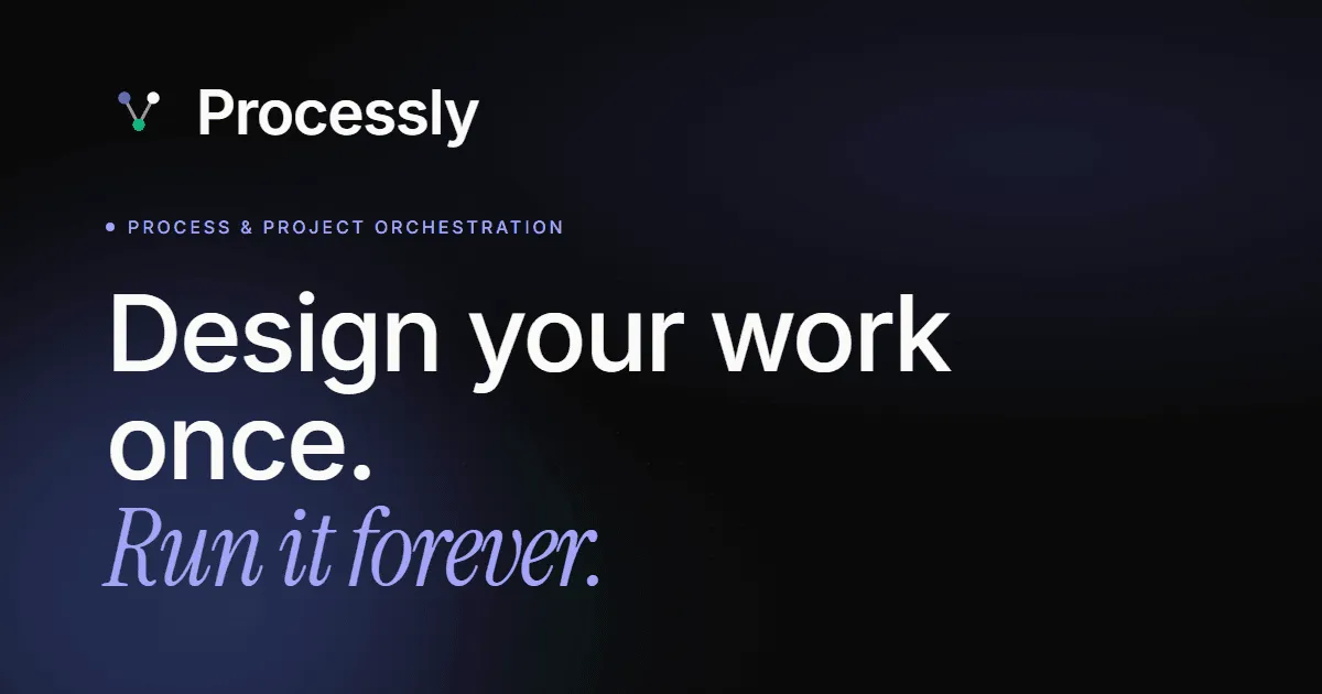 Processly — A work-design platform that turns repeatable work into visual processes teams can launch on demand